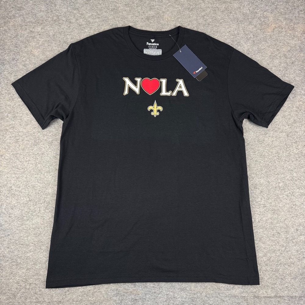 Fanatics New Orleans Saints NOLA T-Shirt Cotton Black Mens Large L